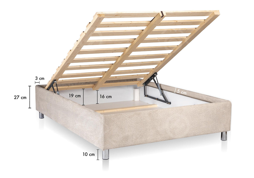 מיטה זוגית מרופדת עם ארגז מצעים + מזרן איכותי של מזרני קיסריה