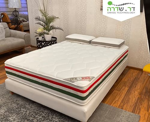 מזרון ד"ר שדרה דגם Italiano איטליאנו מוצג במבט מלא בחדר שינה